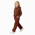 thumbnail image 5 of Zuwimk Toddler Boy Girls Sweatsuit Long Sleeve Hoodie Sweatshirt and Jogger Pants 2PC Sets Fall Clothes Outfit(T044-Brown), 5 of 6