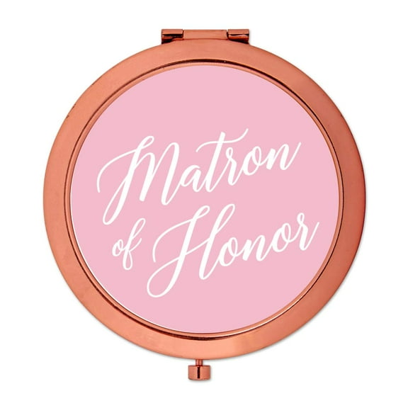 Koyal Wholesale Rose Gold Compact Mirror Matron of Honor Wedding Gift, Blush Pink, 1-Pack