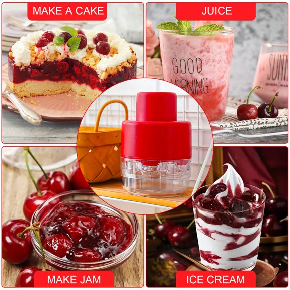 7-in-1 Cherry Pitter Tool Pit Remover Portable Push-Down Cherries Seed Remover, No Handle Design for Kitchen, Picnics, White