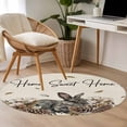 thumbnail image 4 of Round Rug 3.3Ft Washable Non-Slip, Rabbits Pine Cone Circle Area Rugs for Living Room Bedroom, Sweet Home Texture Rustic Leaf Retro Beige Indoor Floor Mats Carpet Runner for Home Decor Aesthetic, 4 of 8
