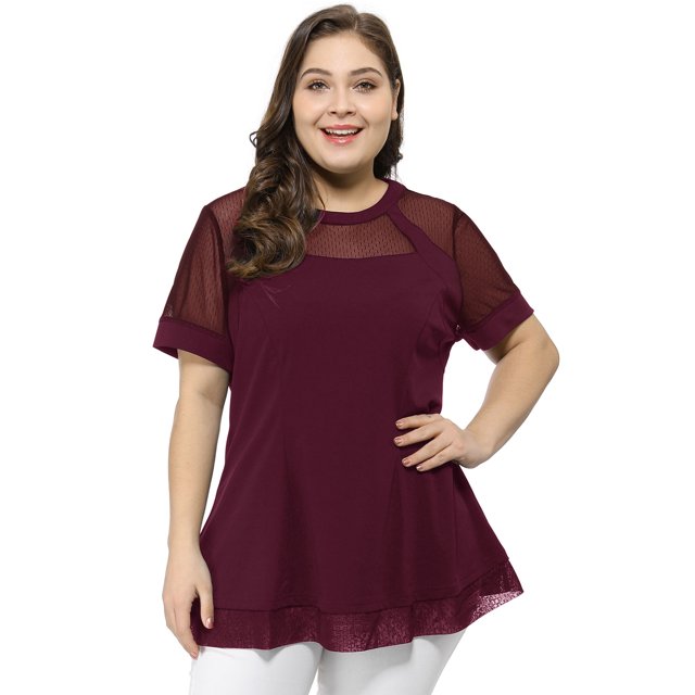 BluTop De Encaje Con Cuello Redondo TalGrande PaMujer Agnes Orinda Rojo 3X