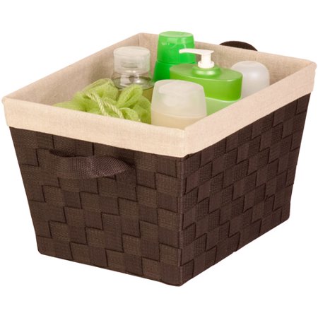Raffia Woven Tote - Honey Can Do Medium Woven Nested Tote with Liner, Espresso Black