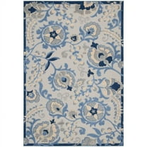 6 x 9 ft. Blue & Gray Toile Non Skid Indoor & Outdoor Rectangle Area Rug - Blue and Gray - 6 x 9 ft.