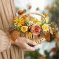 thumbnail image 2 of Hand-Woven Flower Basket Rattan Flower Basket Fruit Food Storage Organizer, 2 of 4