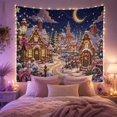 thumbnail image 2 of Snowy Christmas Village Under a Crescent Moon, Cozy Vintage Style for Festive Decor Lovers, Festive Wall Art, Christmas Gift, Tapestry Wall Hanging for Living Room and Entryway, 2 of 7