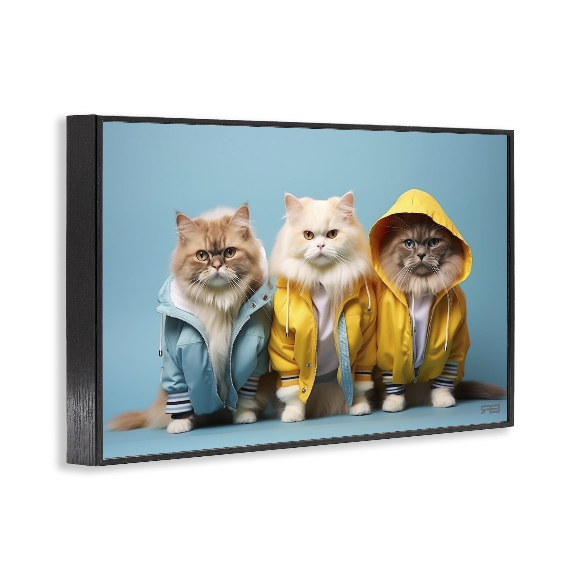 Stupell Industries Funny Stylish Cats Animals & Insects Painting Black Framed Art Print Wall Art, 18 x 12