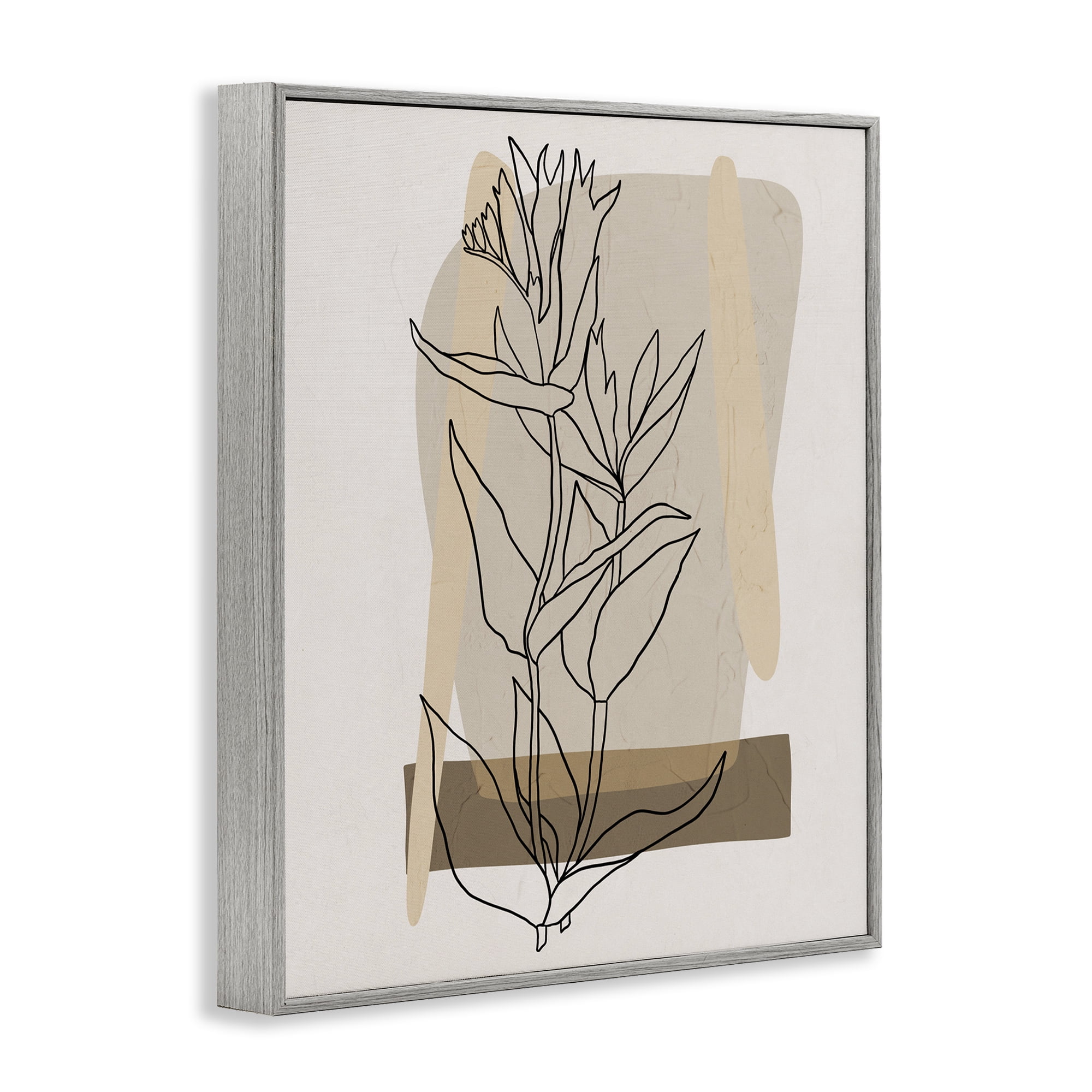 Stupell Industries Southwestern Plant Leaves Botanical & Floral Painting Gray Framed Art Print Wall Art, 11 x 14