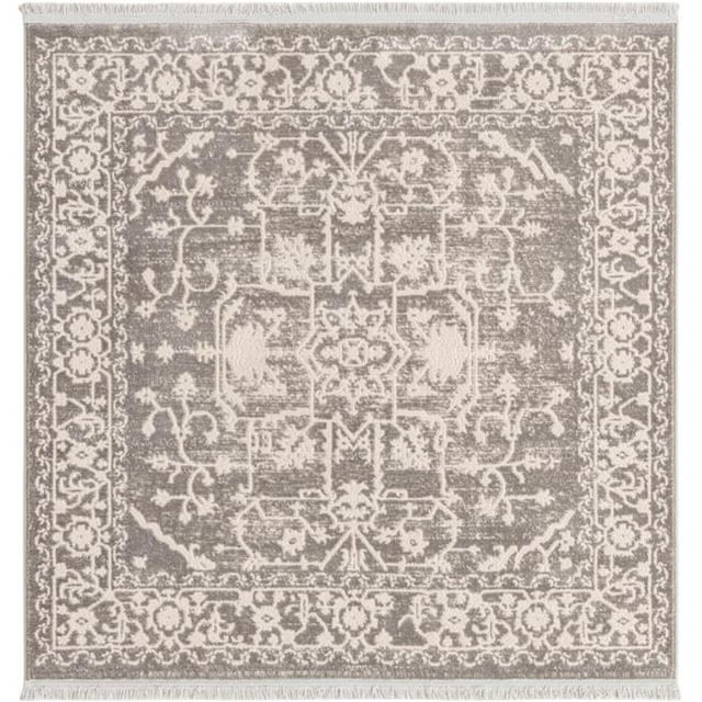 Unique Loom 3137273 4 x 4 Pi Olympia Nouveau Tapis Carré Classique&44; Gris
