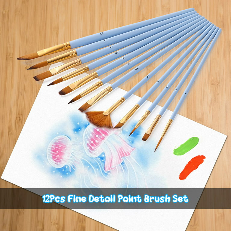 Paint Brushes Set Acrylic, 12Pcs Artist Fine Detail Paintbrushes for  Miniature Acrylic Oil Watercolor Painting Beginner Student Artist Drawing  Kits 