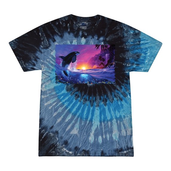 Wild Bobby, Jumping Whale During Beach Sunset, Animal Lover, Tie-Dye Tees, Evening Sky, Small