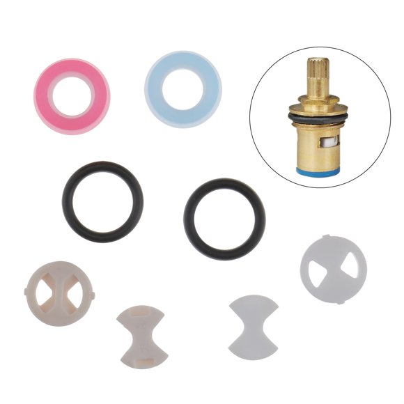 8pcs Ceramic Disc Silicon Washer Insert Turn Replacement Accessories Tools set for 1/2" Quarter Turn Tap Cartridges Valves