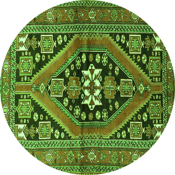 Ahgly Company Indoor Round Persian Green Traditional Area Rugs, 3' Round