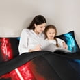 thumbnail image 4 of Feelyou Lightning Abstract Boy Twin Bedding Sets 7pcs, Red Blue Watercolor Comforter Set, 4 of 8