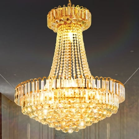 AFANQI Gold 23.6 Inch Empire Crystal Chandelier, K9 Crystal Chandelier