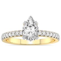 1 Carat IGI Certified Pear Shape Lab Grown Diamond Engagement Ring | 14K Yellow Gold | Serena Eternity Lab Diamond Ring | FG-VS1-VS2 Quality Friendly Diamonds