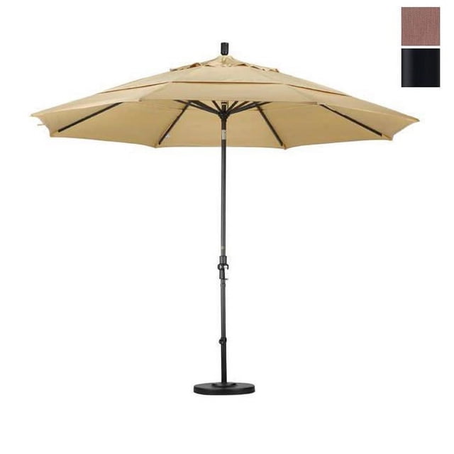 11' Aluminium Marché Umbrella Col Inclinable Mat Noir/oléfine/tissé Sésame/dwv