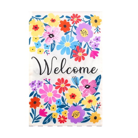Meadow Creek 11.5" x 18" Spring Floral Welcome Outdoor Yard Flag