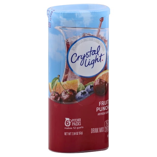 (12 pack) Crystal Light Drink Mix, 6 Pitcher Packets, for Flavorful Hydration and Shareable Refreshment, Fruit Punch artificial flavor Zero Sugar, Low Calorie, 2.04 oz