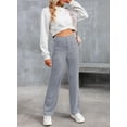 thumbnail image 1 of Pantalones rectos casuales de moda europea y americana para mujer, cintura alta, botones, banda elástica, múltiples bolsillos, 1 of 6
