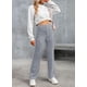 thumbnail image 1 of Pantalones rectos casuales de moda europea y americana para mujer, cintura alta, botones, banda elástica, múltiples bolsillos, 1 of 6