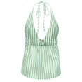 thumbnail image 4 of DHFJKG Women's Sexy Halter Backless Tank Top Striped Deep V Neck Lace Up Crop Cami Shirts Summer Beach Vacation Clothes Comfortable Tops, 4 of 7