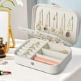 thumbnail image 4 of Travel Jewelry Box, PU Leather Small Jewelry Organizer for Women Girls, Double Layer Portable Mini Travel Case Display Storage Holder Boxes for Stud Earrings, Rings, Necklaces, Bracelets (White), 4 of 7