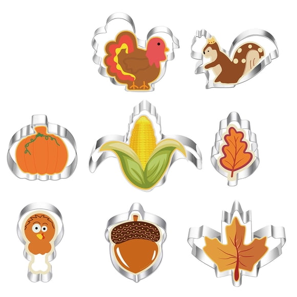 Hearth & Gear Fall Thanksgiving Cookie Cake Baking DIY Tool Set Thanksgiving Stainless Steel Valentine Animal Cookies Cookie for Baking Cut Out Food Cookie Baking Set for Adults N Seal Cake Pan Adult