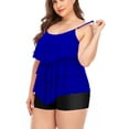 thumbnail image 3 of Bescott Plus Size 2 Piece Flounce Swimwear Swimsuit for Women Tummy Control Bathing Suits Tankini Tops Maternity, 3 of 5