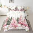 thumbnail image 2 of Manfei Pink Green Xmas Tree Twin Bedding Sets 7-Piece, Merry Christmas Bedding Comforter Set, Princess Fairy Tale Reversible Sheet Sets, Super Cozy Room Decor, 2 of 7