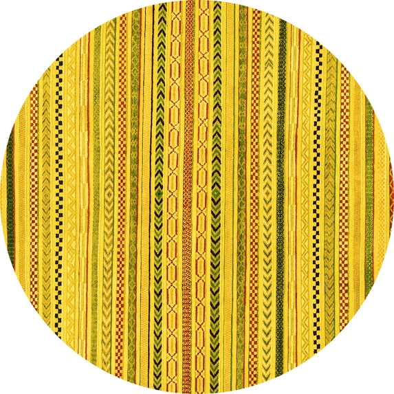 Ahgly Company Indoor Round Solid Yellow Modern Area Rugs, 6' Round