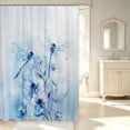 thumbnail image 2 of Erosebridal Rustic Dragonfly Shower Curtain 72Wx72L,Watercolor Flowers Bathroom Curtain,White Blue, 2 of 5