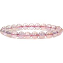 Angelstones Natural Aqua Aura Madagascar Rose Quartz Gemstone 8mm Round Beads Stretch Bracelet 7 Inch Unisex