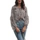 thumbnail image 1 of Blusa Cuello en V Cordón Puff Manga larga Estampado a rayas Tops casuales de moda para mujer Rayas marrones XL, 1 of 7