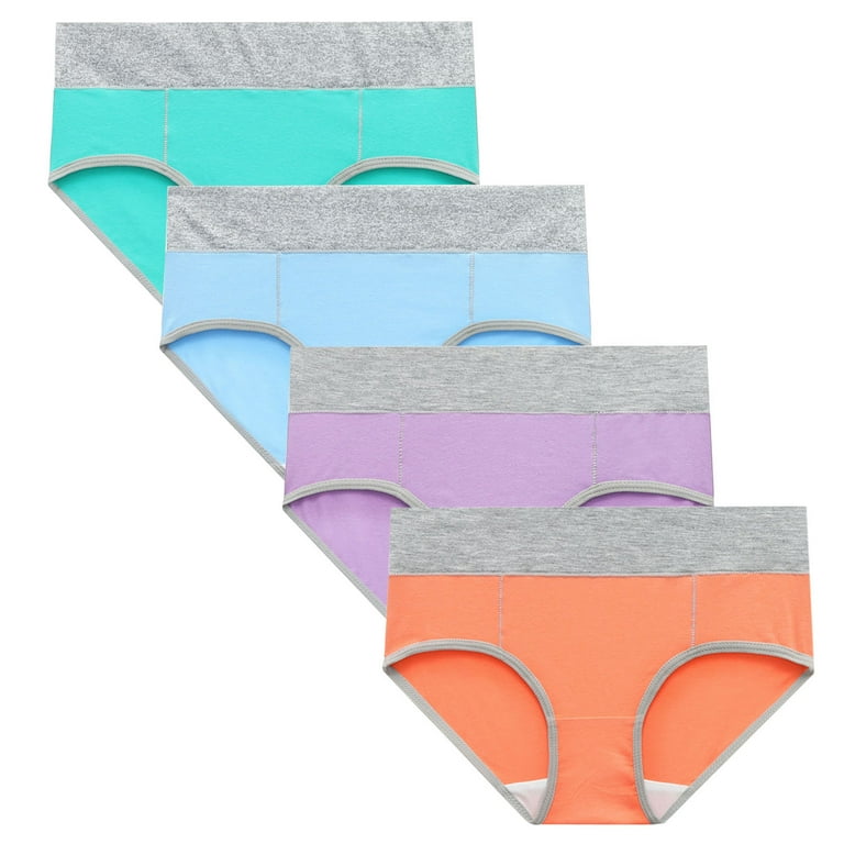 BONIXOOM 4PCS Seamless Panties For Women Panties For Girls High Waist  Leisure Tie Banded Waist Orange 3XL