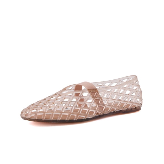 Cushionaire Siesta Girls Jelly Sandals, Lattice Cut-Out Ballet Flats for Girls, Flexible Slip On Beach Shoes