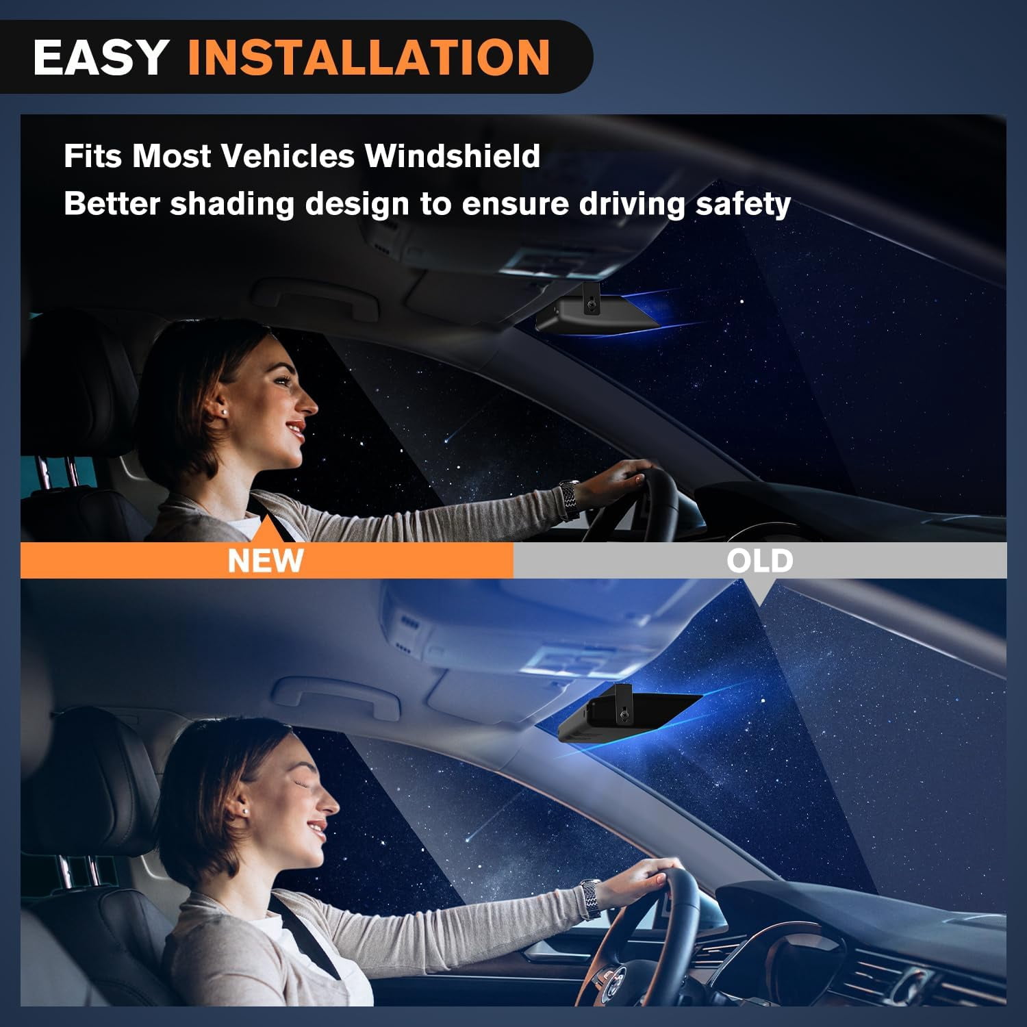 Nilight 32Led Blue  Strobe Lights with Controller Suction Cups Warning Hazard Interior Front/Rear Windshield Deck Split Light Bar for Trucks