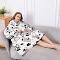 thumbnail image 5 of Oversized Wearable Blanket Hoodie,White Cow Cloud Pattern Sherpa Blanket Hoodie with Super Pockets,Super Warm Fuzzy Pullover for Women & Men, 5 of 6