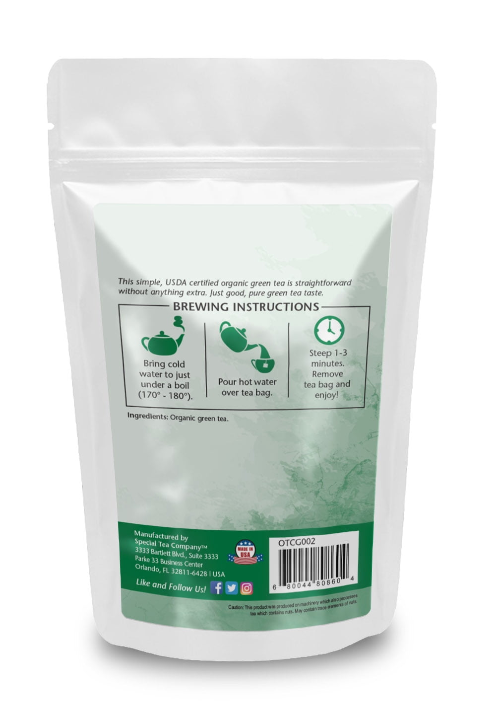 Special Tea Guolu First Grade Organic Green Tea, 20 Tea Bags, 1.41 oz