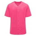 thumbnail image 3 of Craaazy Women Plus Size Solid Color V-Neck Short Sleeve Button Down Baseball Jersey Casual Loose Comfy Tops Gifts, 3 of 8