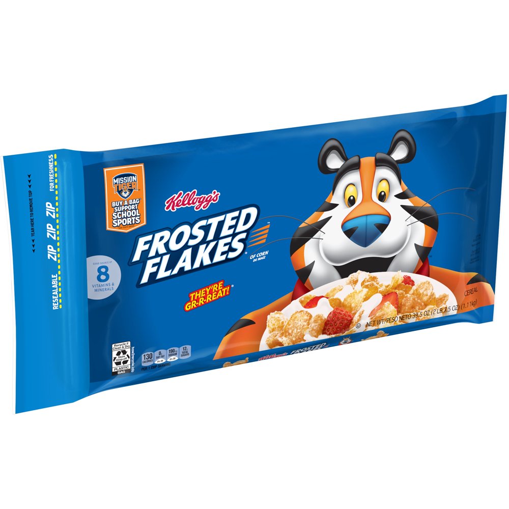 Kellogg's Frosted Flakes Breakfast Cereal, 8 Vitamins and Minerals