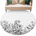 thumbnail image 2 of Wildflower Leaf Round Area Rug 5 FT, Non Slip Bedroom Rugs, Grey Floral Botanical White Watercolor Washable Soft Circular Carpet Non-Shedding Floor Mat for Kitchen Dining Room Foyer Balcony Dorm, 2 of 8
