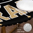 thumbnail image 3 of Black Graduation Round Tablecloth, Fitted Table Cover with Elastic for 45"-54" Round Tables, Yellow Star Table Cloth Outdoor Indoor Dinning Party Waterproof Tablecloths, 3 of 7