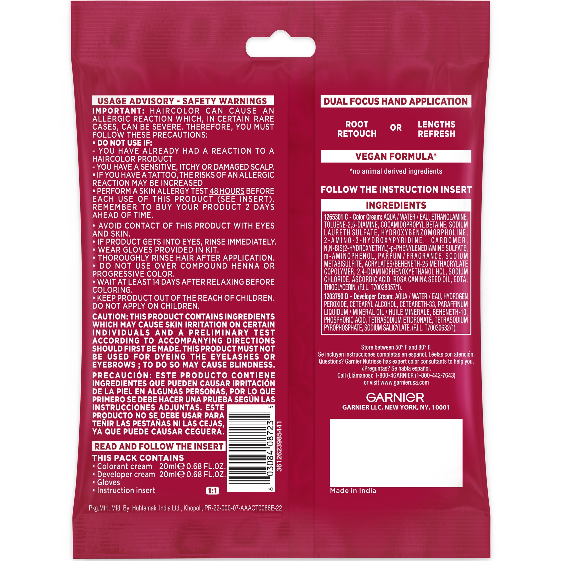 Garnier Color Sensation Color Retouch Permanent Hair Color for Adults, Black, 1 kit