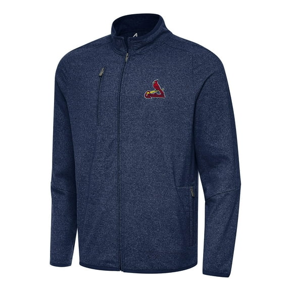 Men's Antigua Heather Navy St. Louis Cardinals Hold-Up Tri-Blend Full-Zip Jacket