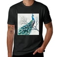 thumbnail image 2 of PIKWEEK  peacock blue animal painting beauty, designed shirt, artistic display, T-shirt lover gift casual breathable men, women, boys, girls, children Black, 2 of 4