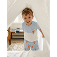 thumbnail image 5 of BemeyourBBs Toddler Baby Boys Summer Clothes Infant Baby Boy Crayfish Crab Outfits Jacquard Patchwork Short Sleeve T-Shirts and Lobster Crab Embroidery Elastic Waist Pockets Shorts Set, 5 of 9