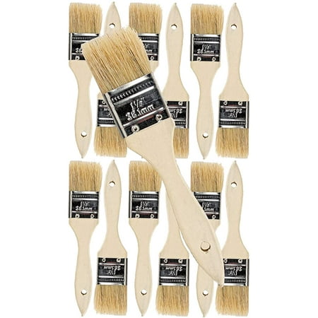 Pro Grade - Chip Brush – 1.5 Inch Professional Paint Brushes – 12 Pack - Natural China Bristle Paintbrush Set...