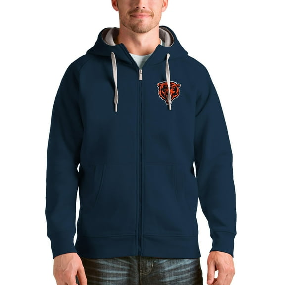 Men's Antigua Navy Chicago Bears Bear Head Victory Full-Zip Hoodie