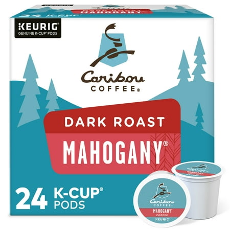 (Case Of 4 pack Of 24 Count Per Case) Caribou Coffee Mahogany Keurig Single-Serve K-Cup Pods Dark Roast Coffee 24 Count