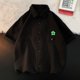 thumbnail image 5 of Camisa de manga corta para hombre, camisa de manga corta cómoda y transpirable con textura a la moda para hombre, color negro XXL, 5 of 8